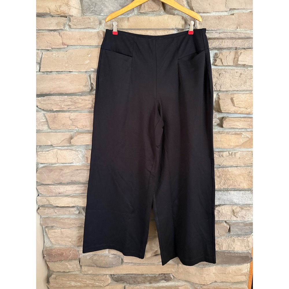 Torrid Studio Womens 1R Black Wide Leg Ponte Pull On Pants High Rise Cropped New